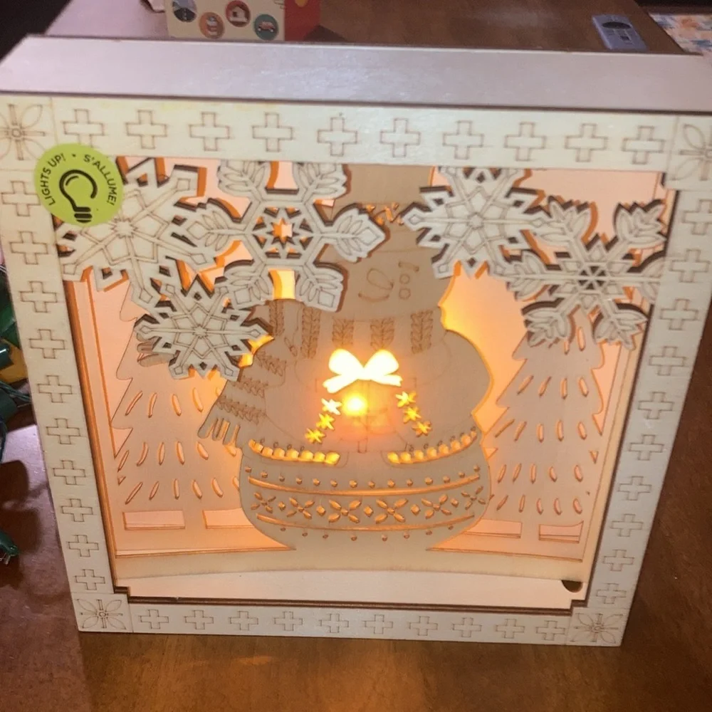Christmas diy pre lit wood decor 1 set new beautiful